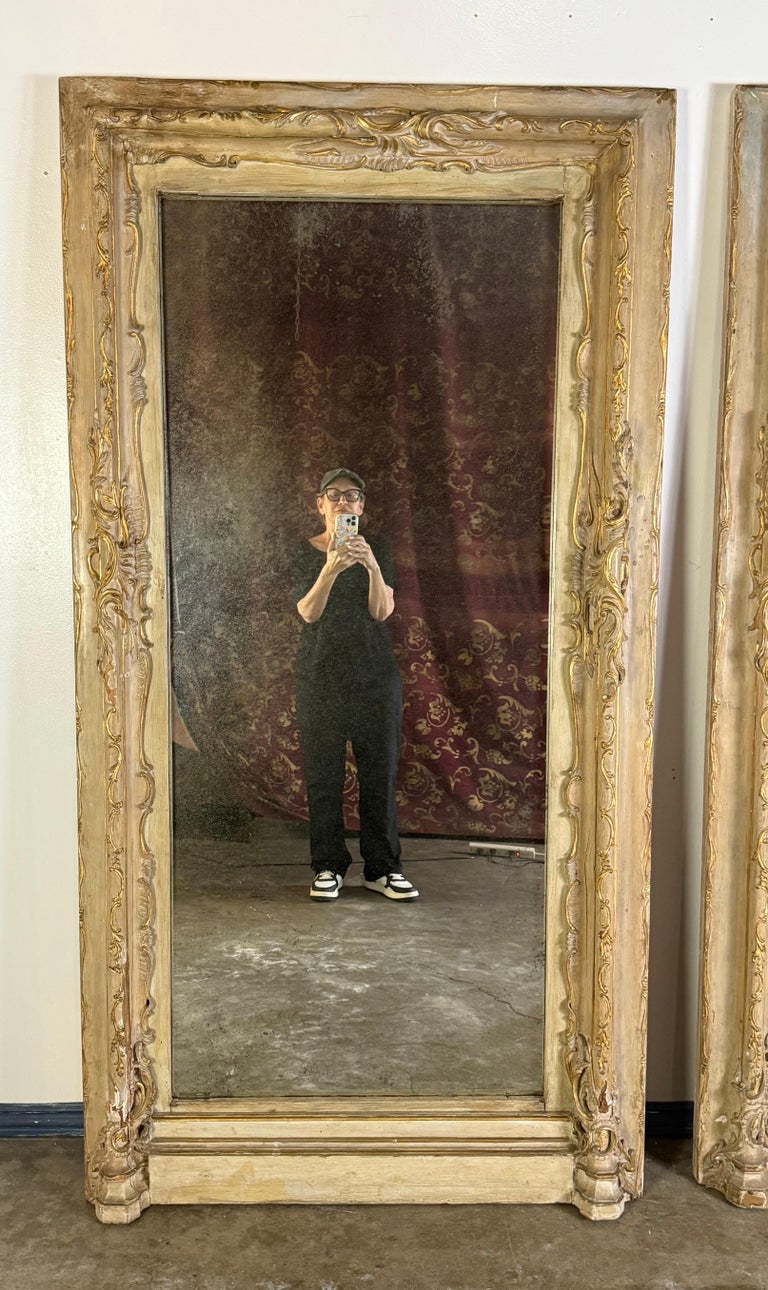 Pair of 19th C. Italian Door Surrounds w/ Antique Mirror