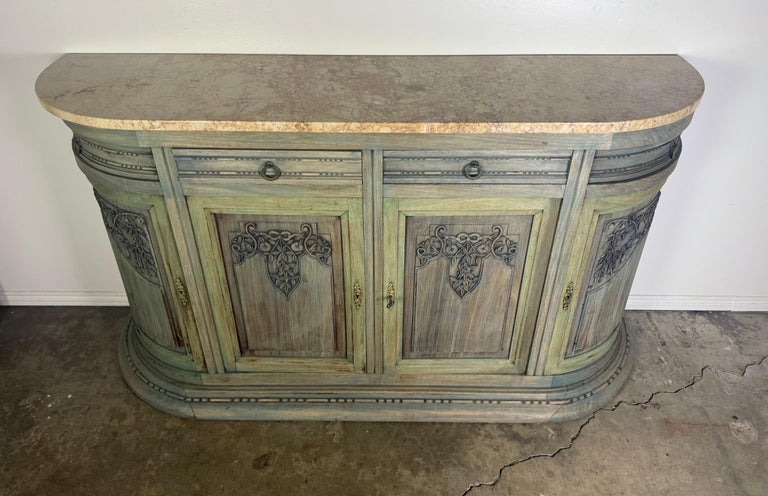 19th Century Italian Neoclassical Demilune Credenza with Marble Top