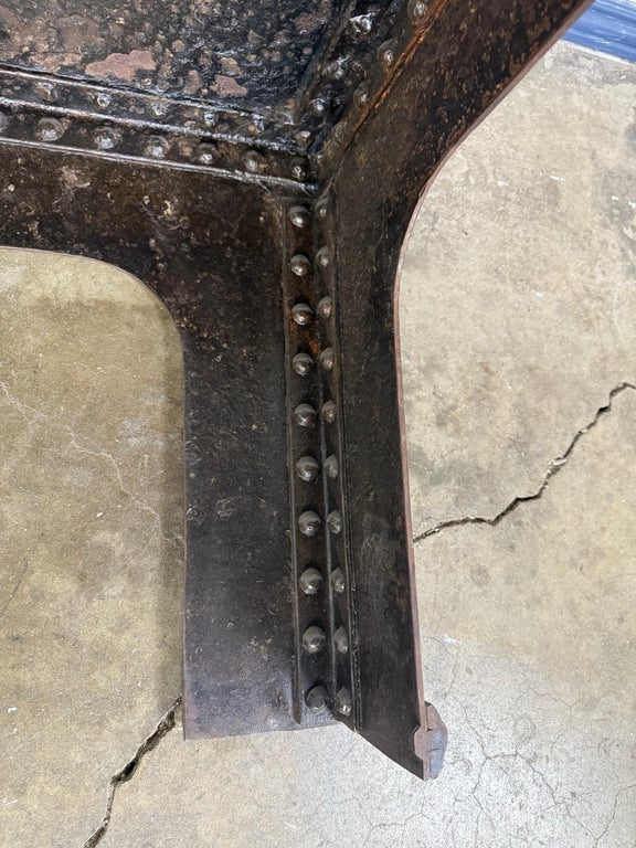 Industrial Riveted Iron Coffee Table from WWII-Era Military Tanks, 1940s