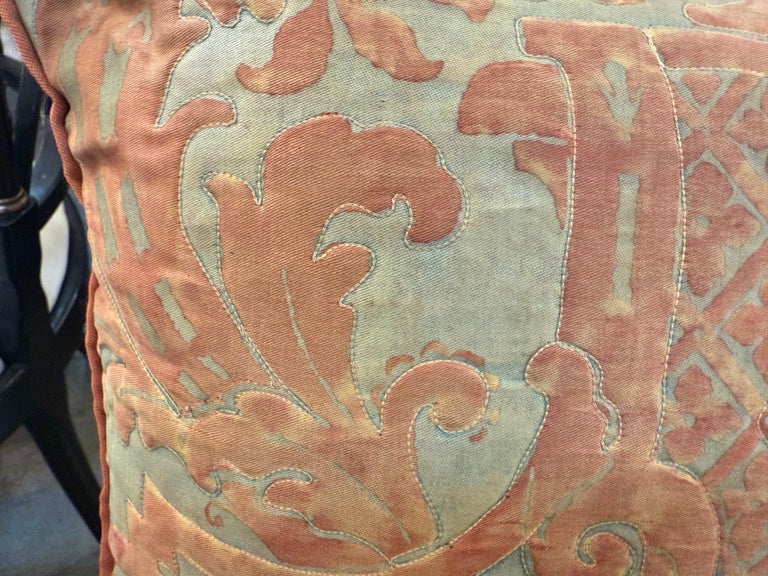 Pair of Rare Quilted Fortuny Pillows with Tassel Motif, Italy