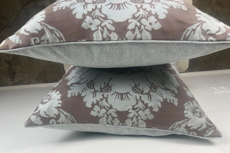 Pair of Authentic Blue & Gray Fortuny Pillows