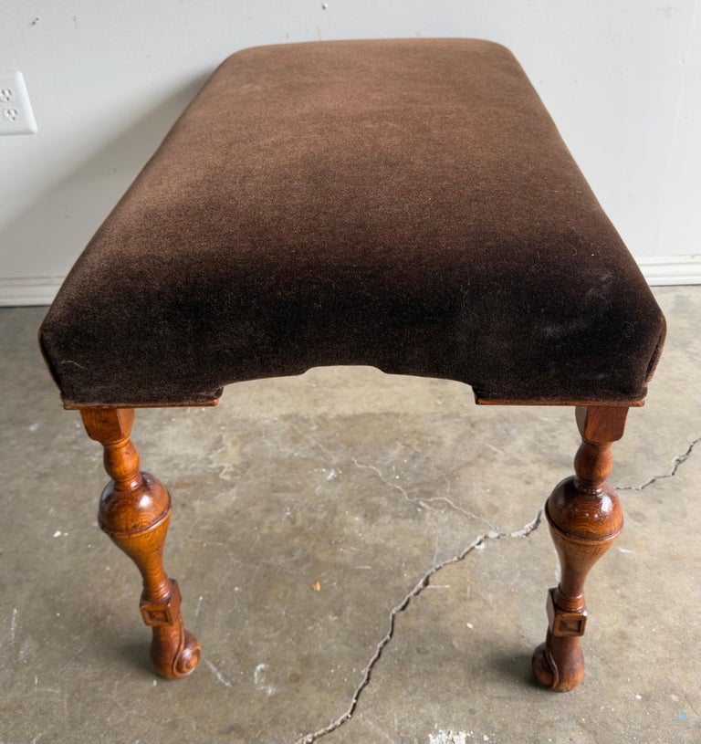 Traditional Brown Mohair Bench-20th Century