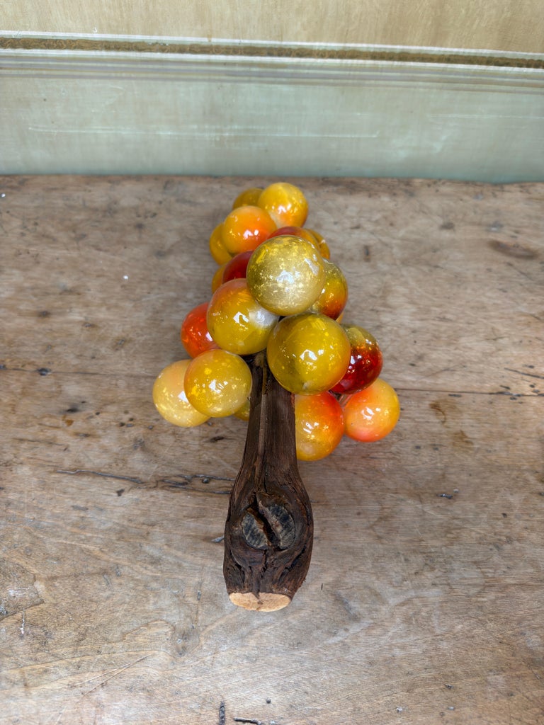 Large Vintage Italian Alabaster Grape Cluster Sculpture