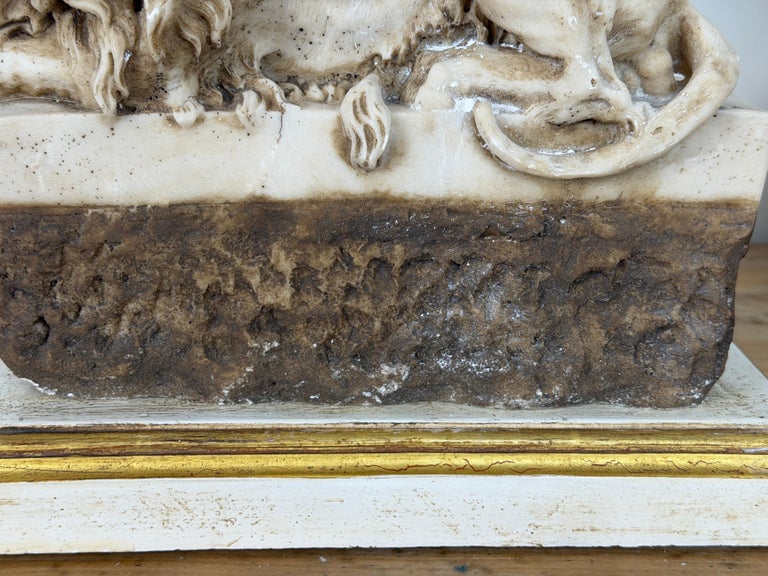 Pair of Neoclassical Recumbent Lion Table Lamps - After Canova