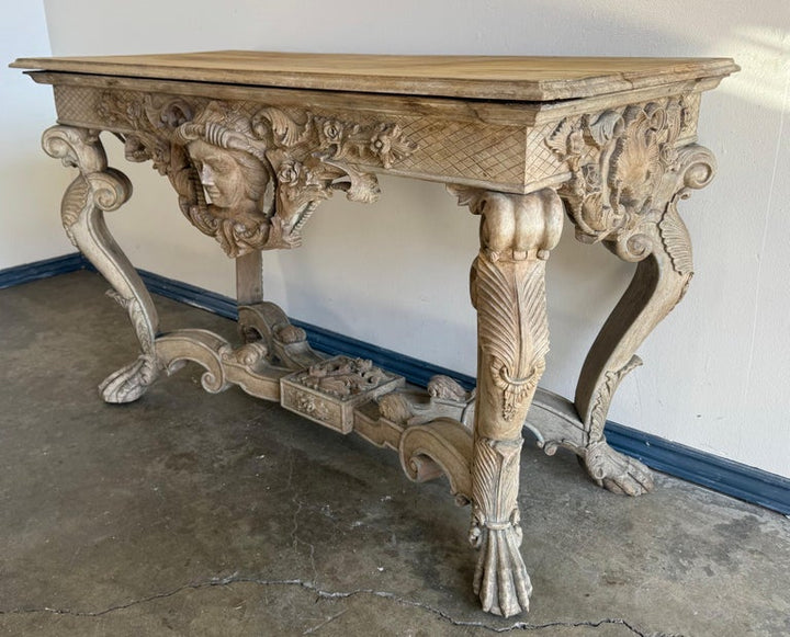 Italian Baroque Revival Carved Wood Console Table