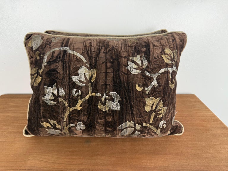 Pair of Custom Pillows in Nomi Stenciled Velvet