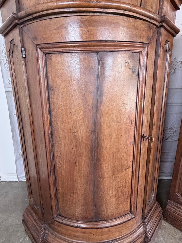Pair of 18th Century Italian Walnut Corner Cabinets