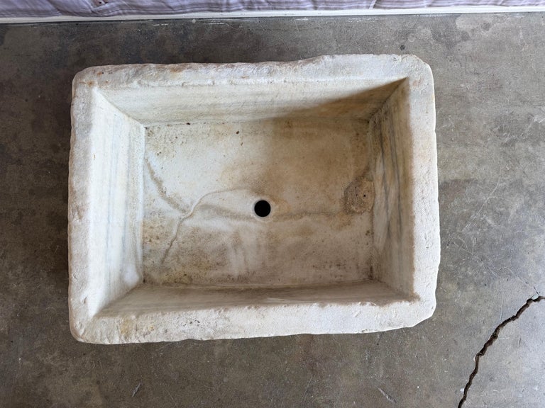 Antique Hand-Carved Stone Farmhouse Sink Basin with Rustic Architectural