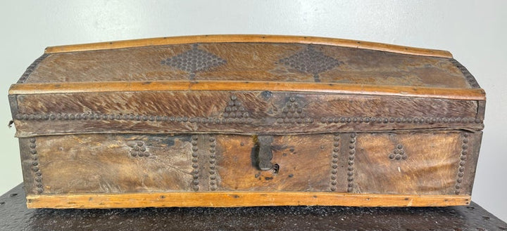 19th Century Spanish Colonial Leather Dome Trunk with Studded Decoration