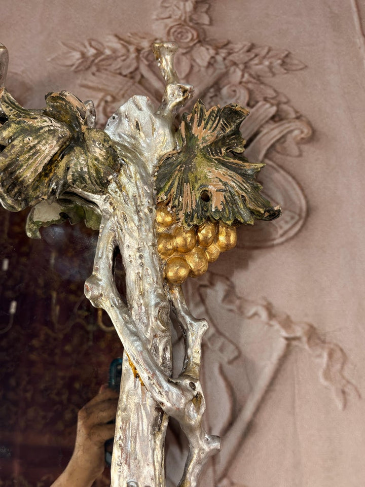 Pair of Italian Baroque Wall Mirrors, Hand-Carved Wood, Circa 1960s