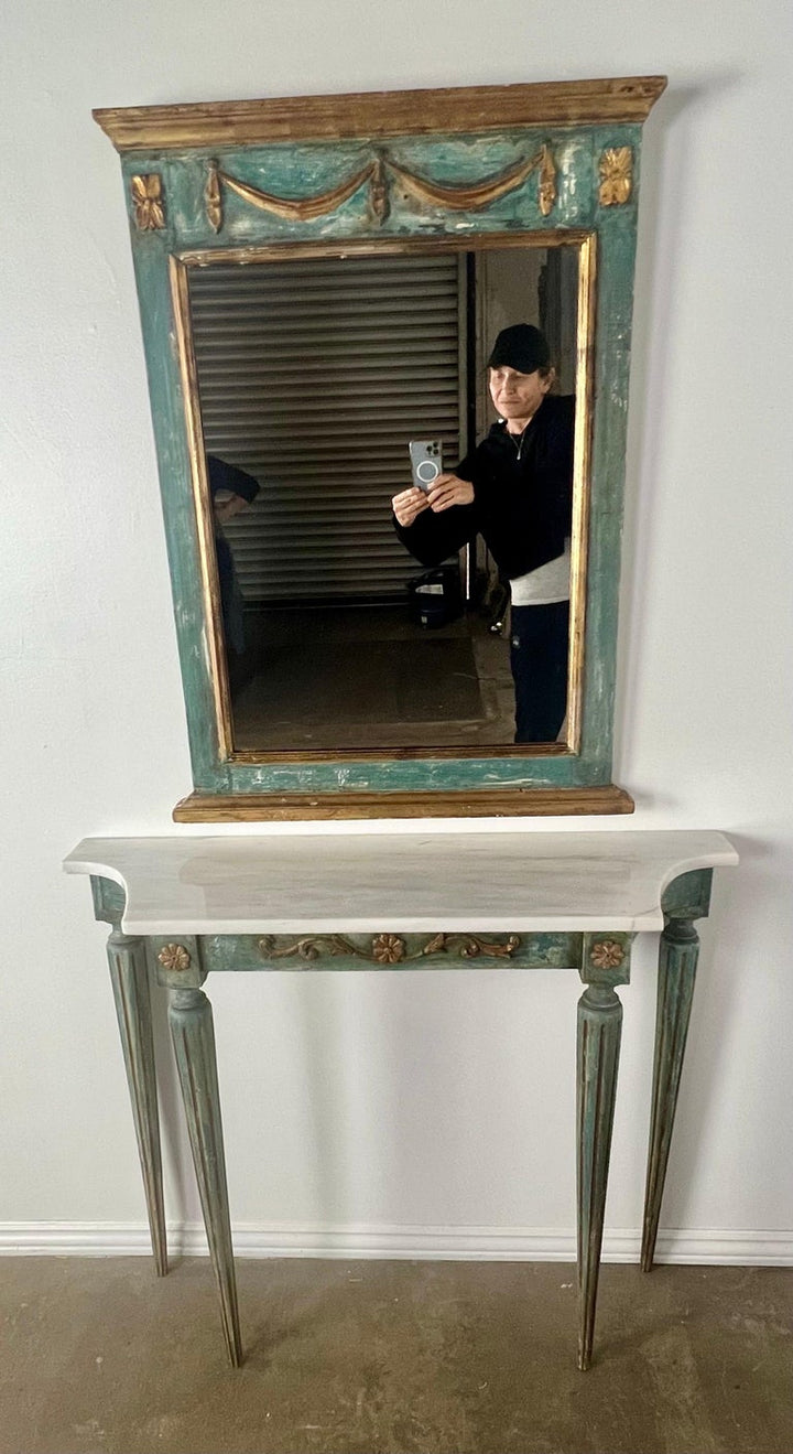 1930’s Italian Painted & Parcel Gilt Console and Mirror