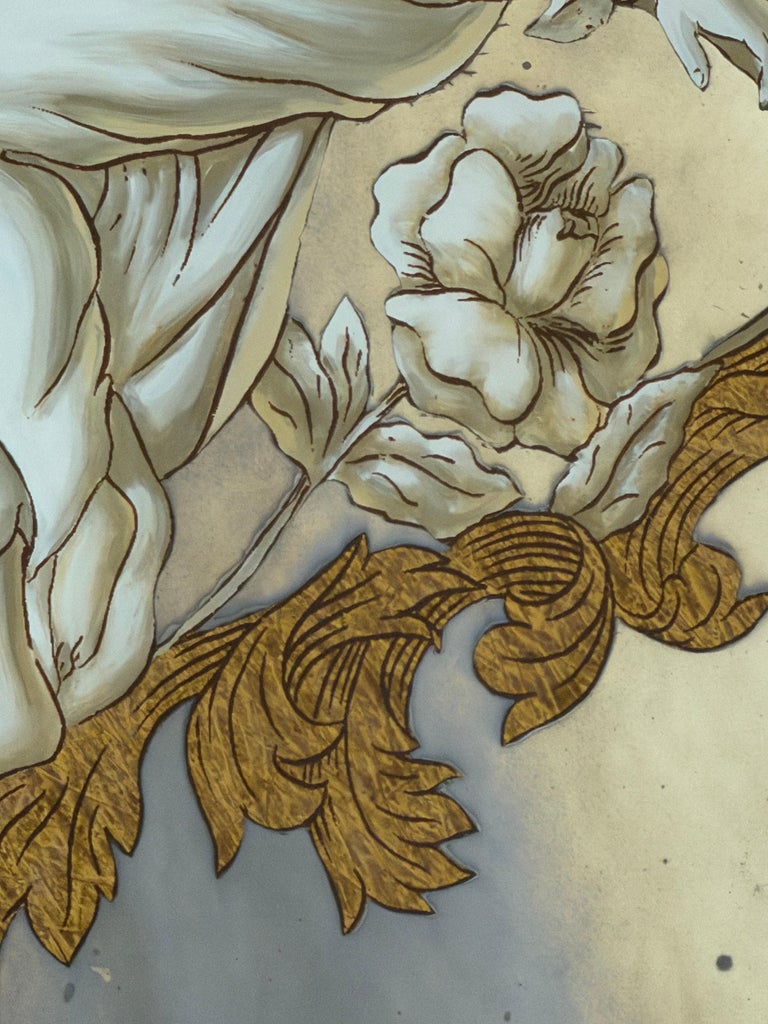 Neoclassical Reverse Painted Mirror Panels, Early 20th Century