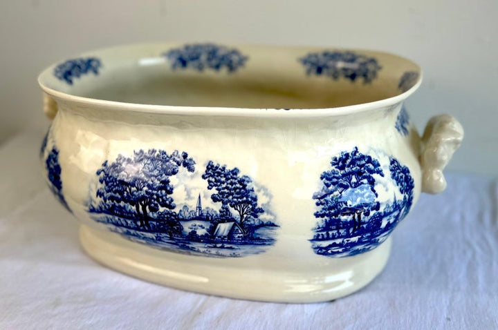 Blue and White English Transferware Cachepot