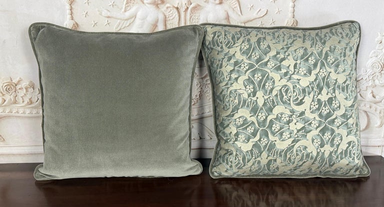 Pair Of Authentic Venetian Oneiroi Patterned Fortuny Pillows