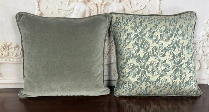 Pair Of Authentic Venetian Oneiroi Patterned Fortuny Pillows