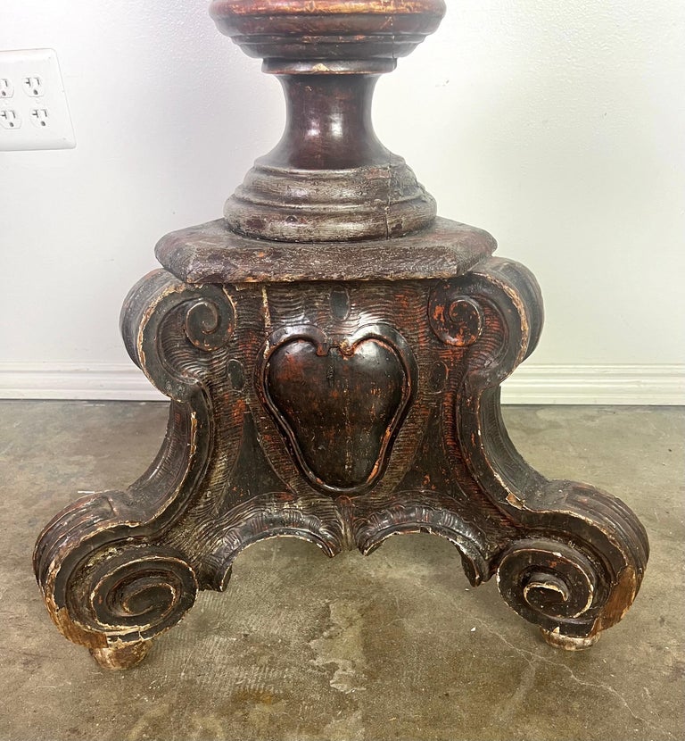 18th Century Italian Baroque Carved Standing Lamp w/ Parchment Shade