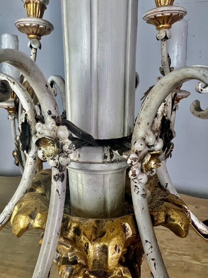 Italian Painted & Parcel Gilt Cherub Chandelier, circa 1930s