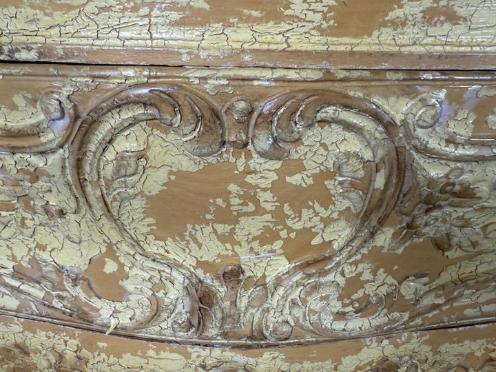 Pair of Louis XV–Style Painted Bombe Commodes with Carved Rococo Ornament