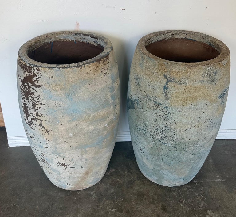 Pair of Monumental Atelier Vierkant Style Planters - Ocean Blue Patina