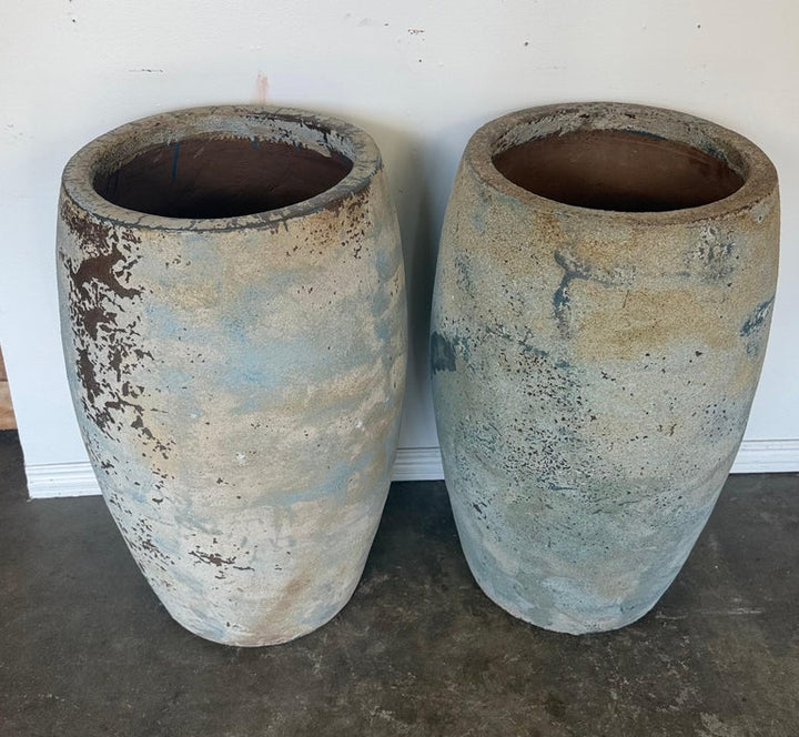 Pair of Monumental Atelier Vierkant Style Planters - Ocean Blue Patina