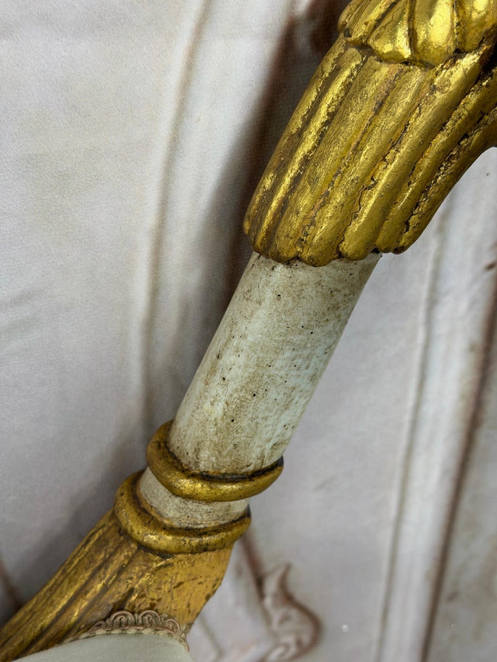 Pair of Italian Neoclassical Curule Stools w/ Fortuny Upholstery
