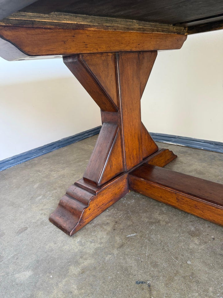 Spanish Revival Walnut Dining Table with Inlaid Top, Early 20th Century
