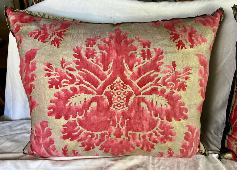 Pair of Pink & Gold Fortuny Textile Pillows