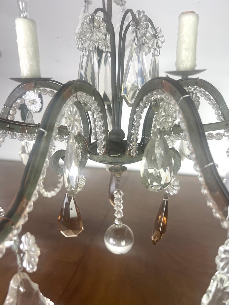 French Crystal Beaded Chandelier C. 1900's