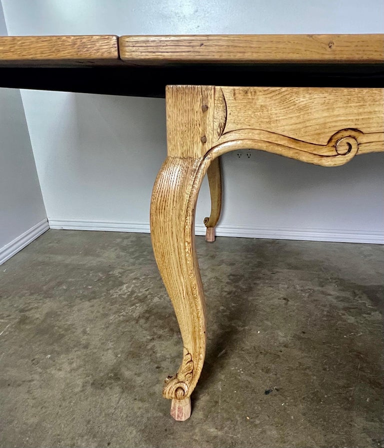 19th Century French White Oak & Burl Walnut Dining Table