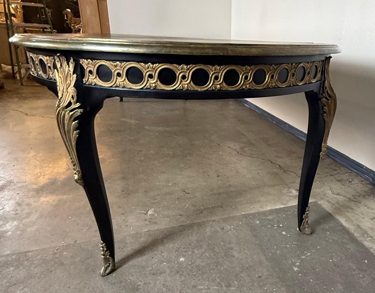 Grand French Louis XVI–Style Oval Dining Table with Gilt Pierced Apron
