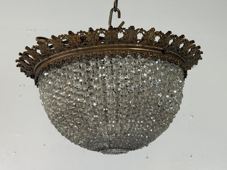Early 20th Century Empire Style Crystal Basket Chandelier