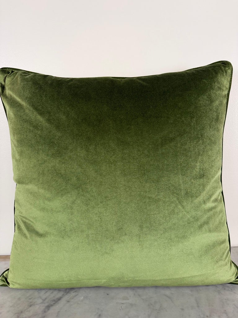 Mariano Fortuny Glicine Patterned Pillows, Moss Green &amp; Gold Damask
