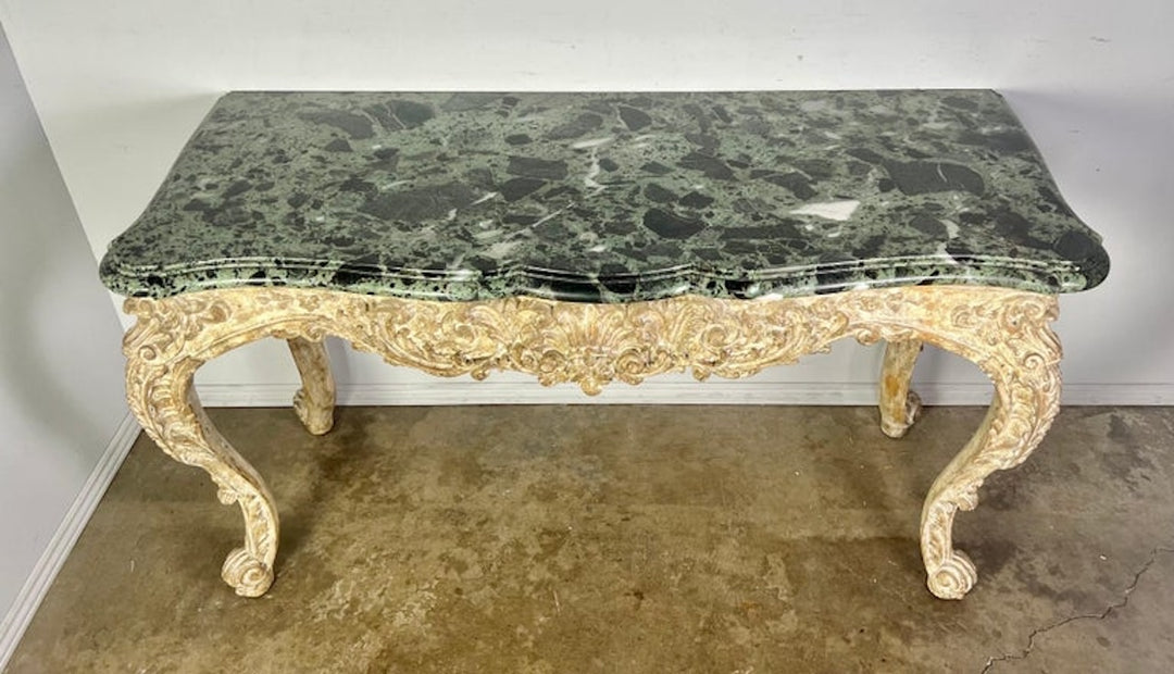 French Carved Louis XV Style Console with Marble Top