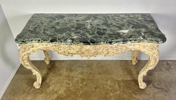 French Carved Louis XV Style Console with Marble Top