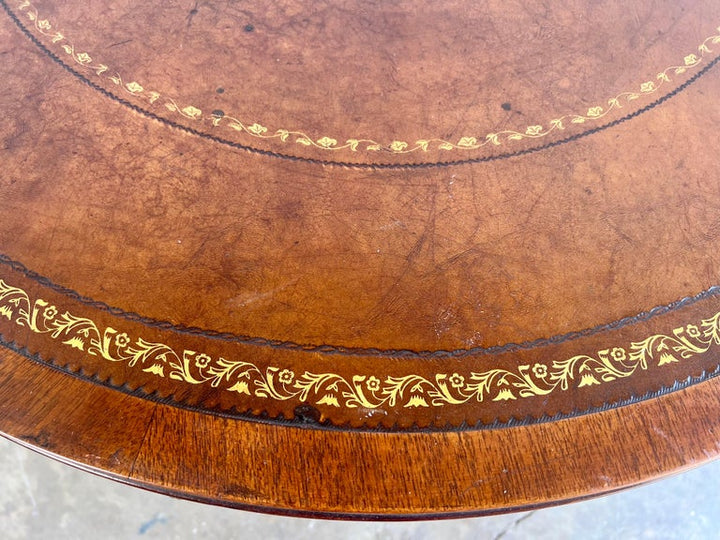 English Leather Top Drum Table C. 1930’s