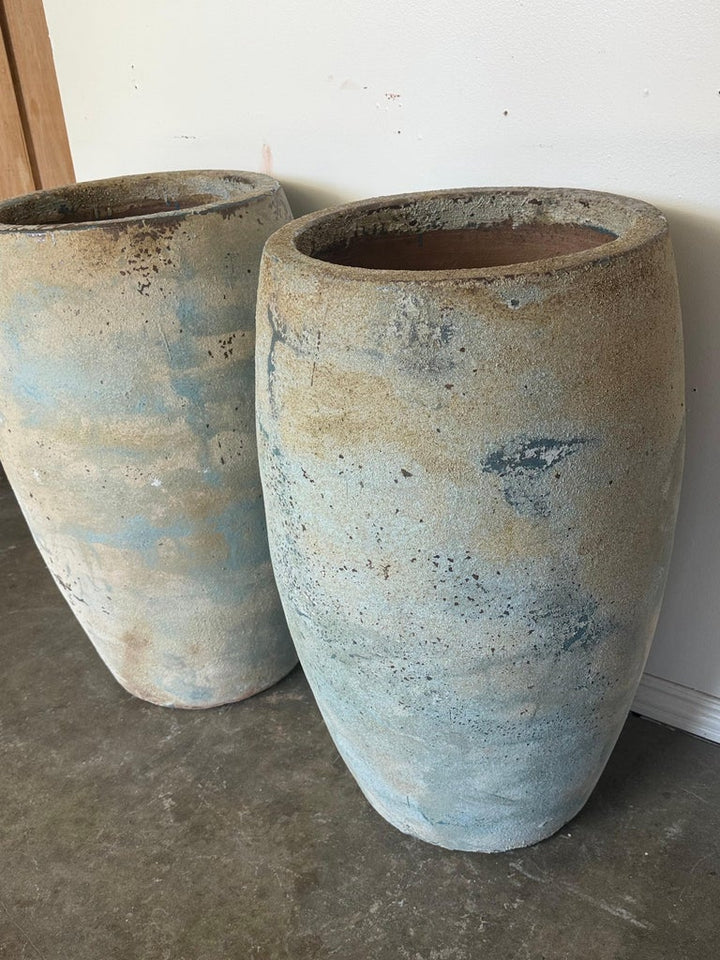 Pair of Monumental Atelier Vierkant Style Planters - Ocean Blue Patina