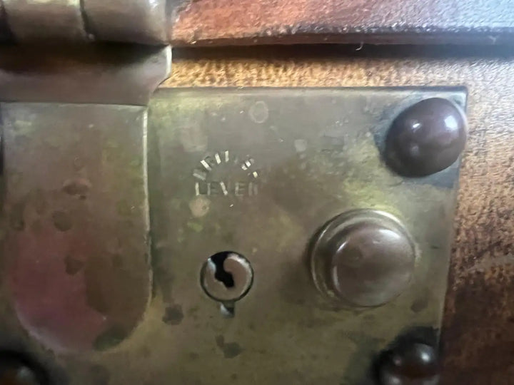 19th C. English Leather Coffee Table/Steamer Trunk