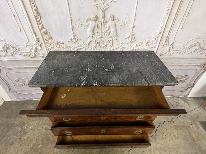 Antique French Louis Philippe Burl Walnut Commode-Marble Top