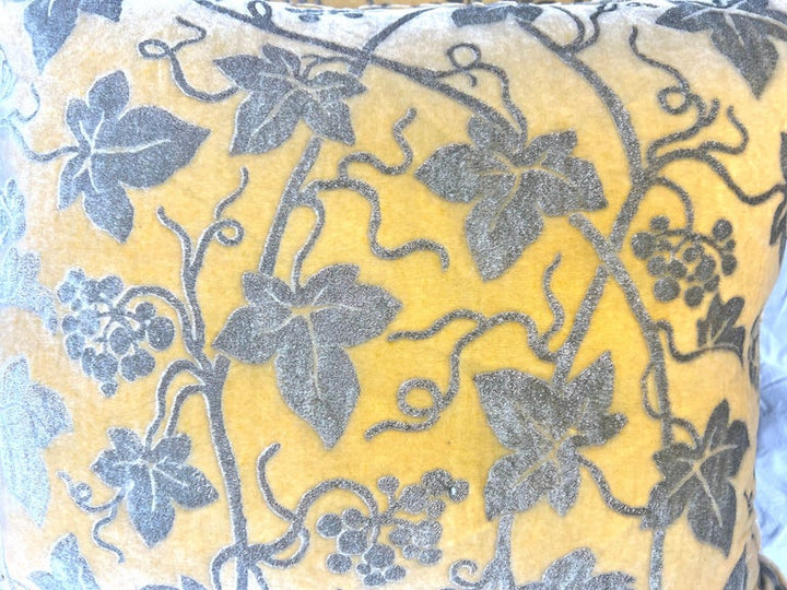 Rare Pair of Edera Patterned Fortuny Velvet Textile Pillows