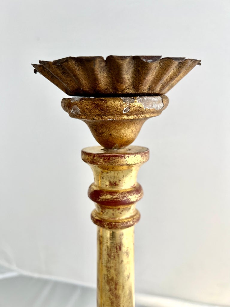 19th C. Italian Giltwood & Iron Candlesticks