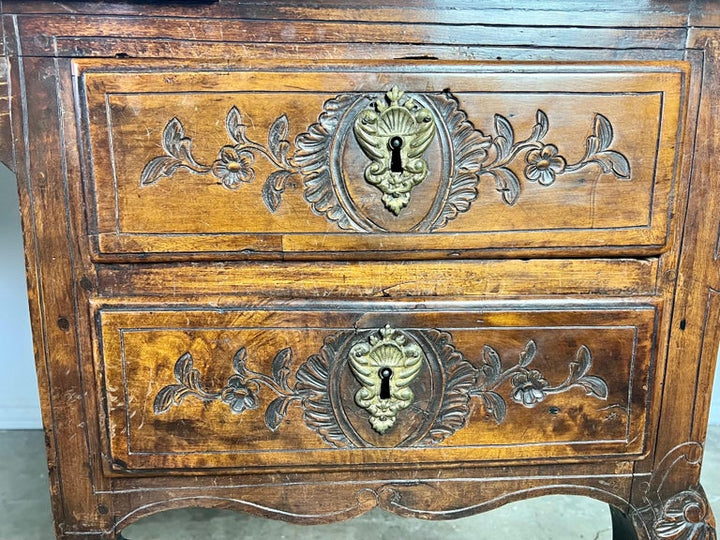 18th Century, French Walnut Leather Top Writing Table W/ Bronze Hardware