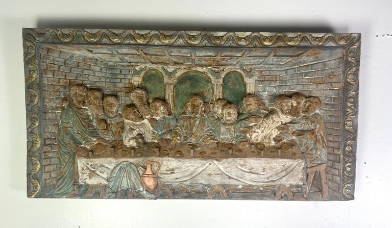 Italian Carved Wood Depiction of "The Last Supper"