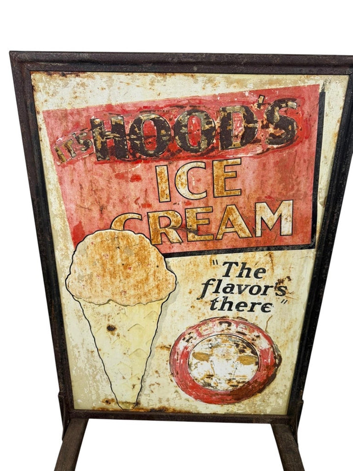 Vintage Two-Sided Hood’s Ice Cream Advertising Sign
