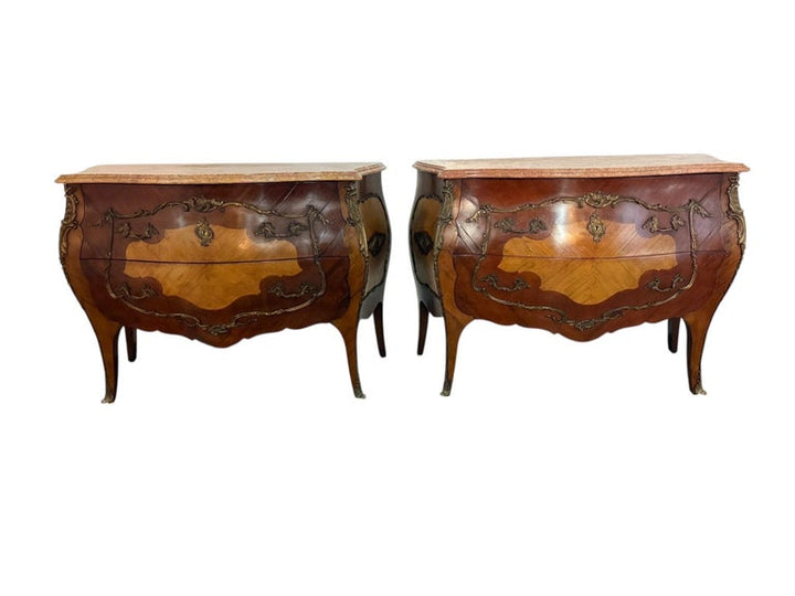 Pair of Spanish Bombe Chests with Portuguese Marble Tops
