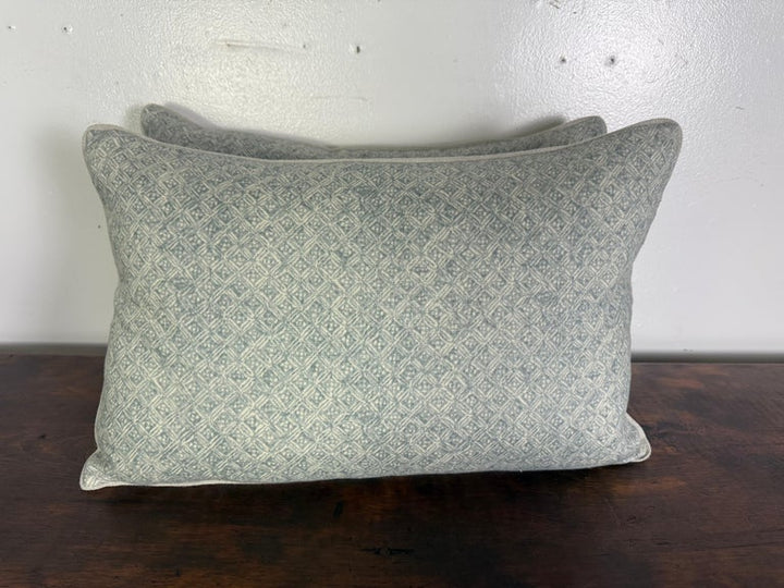 Pair of Contemporary Printed Linen Pillows with Belgian Linen Backs