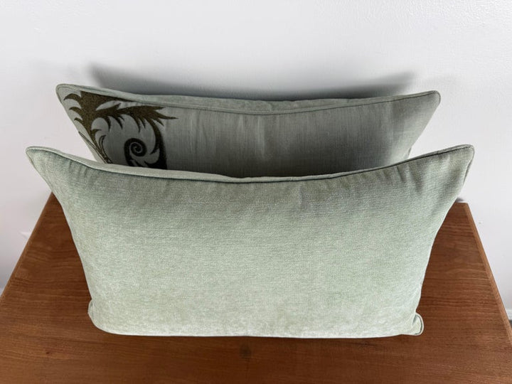 Pair of Custom Embroidered Linen Pillows