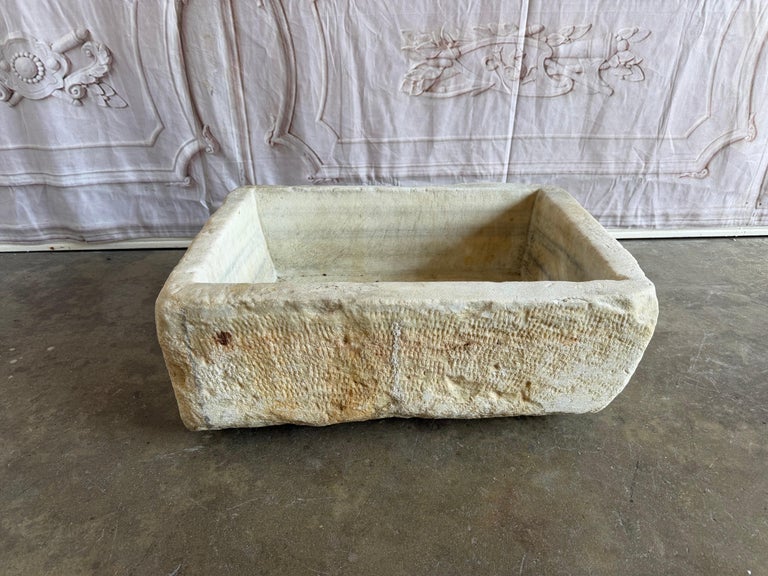 Antique Hand-Carved Stone Farmhouse Sink Basin with Rustic Architectural