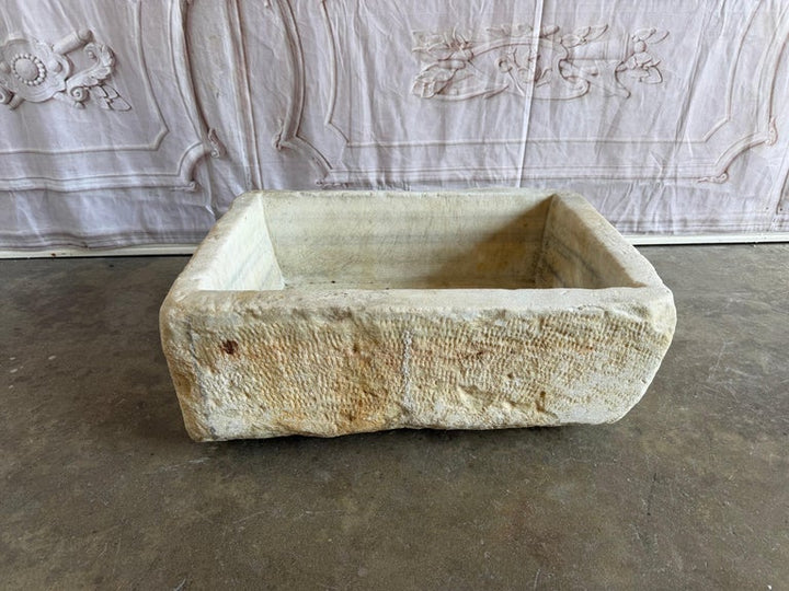 Antique Hand-Carved Stone Farmhouse Sink Basin with Rustic Architectural