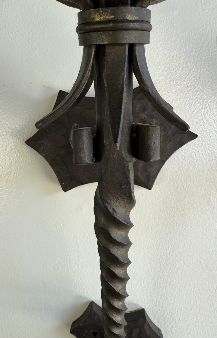 Pair of Wrought Iron Spanish Sconces-(Four Available)