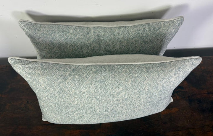 Pair of Contemporary Printed Linen Pillows with Belgian Linen Backs
